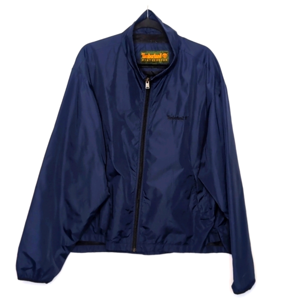 Men's Timberland Navy Stow and Go Packable Windbreaker Rain Jacket XL Vi…